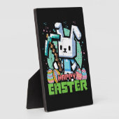 Fröhliches Osterhase Pixel-Spiel  Fotoplatte (Seite)