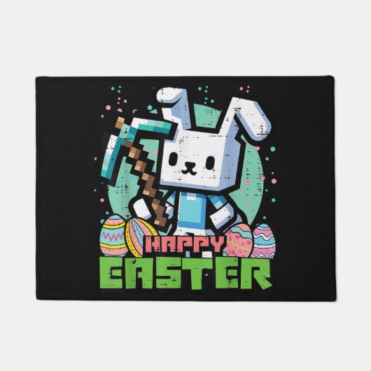 Fröhliches Osterhase-Pixel-Spiel  Fußmatte (Vorderseite)