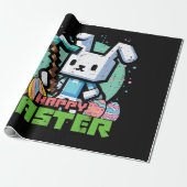 Fröhliches Osterhase Pixel Spiel  Geschenkpapier (Ungerollt)