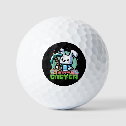 Fröhliches Osterhase Pixel Spiel  Golfball (Vorderseite)