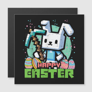 Fröhliches Osterhase Pixel Spiel  Magnetkarte