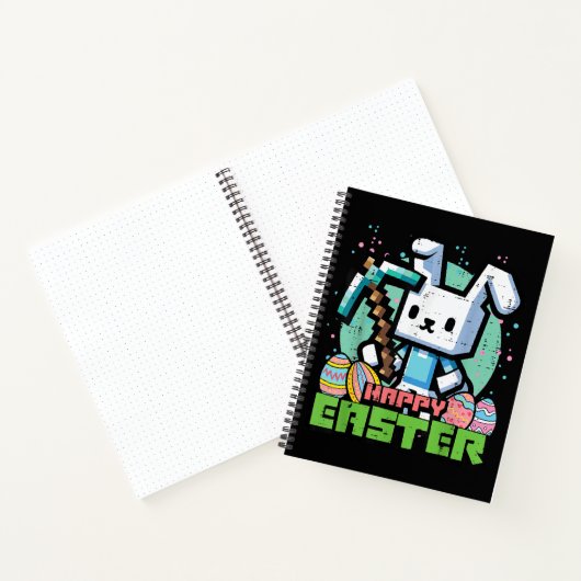 Fröhliches Osterhase Pixel Spiel  Notizblock (Innenseite)