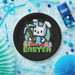Fröhliches Osterhase-Pixel-Spiel  Pappteller