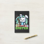Fröhliches Osterhase Pixel Spiel  Post-it Klebezettel (Auf Schreibtisch)