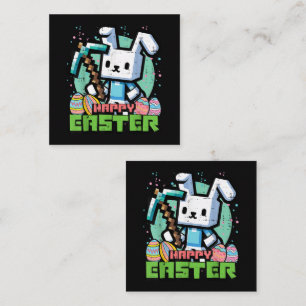 Fröhliches Osterhase Pixel Spiel  Quadratische Visitenkarte
