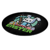 Fröhliches Osterhase Pixel Spiel  Schneidebrett (Ecke)