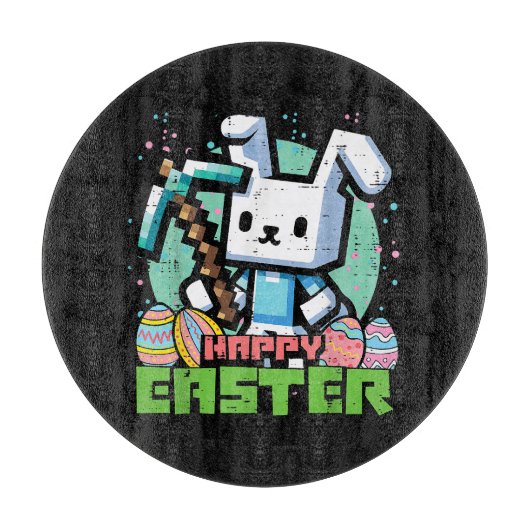 Fröhliches Osterhase Pixel Spiel  Schneidebrett (Vorderseite)