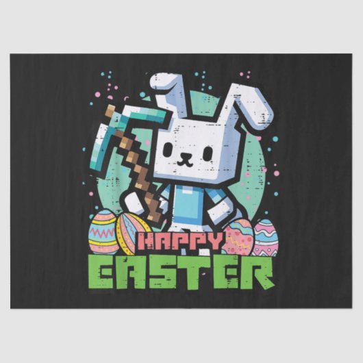 Fröhliches Osterhase Pixel Spiel  Seidenpapier (Vorderseite)