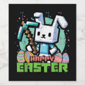 Fröhliches Osterhase Pixel Spiel  Weinetikett (Einzelnes Label)