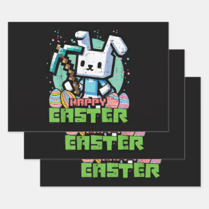 Fröhliches Osterhase Pixelspiel  Geschenkpapier Set