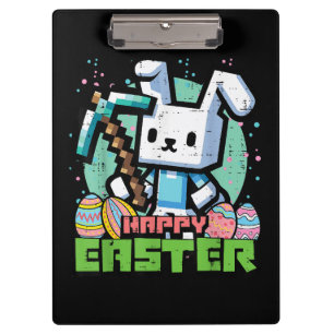 Fröhliches Osterhase Pixelspiel  Klemmbrett