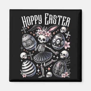 Fröhliches Osterhase-Skelett-Tanz-Spooky-Ostern Magnet
