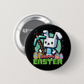 Fröhliches Osterhasen-Pixel-Spiel  Button (Vorne & Hinten)