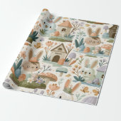 Fröhliches Osterhasenmuster Geschenkpapier (Ungerollt)