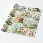 Fröhliches Osterhasenmuster Geschenkpapier (Ungerollt)