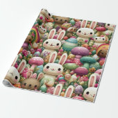 Fröhliches Osterhasenmuster Geschenkpapier (Ungerollt)