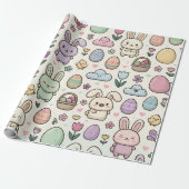 Fröhliches Osterhasenmuster Geschenkpapier (Ungerollt)