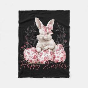Fröhliches Ostern Floral Chinoiserie Hase Coquette Fleecedecke