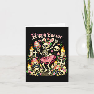 Fröhliches Ostern gothischer Skelett-Hase lustig d Karte