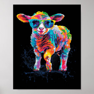 Fröhliches Ostern Lamm Schaf Buntes Kunstwerk Mit  Poster