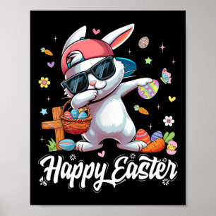 Fröhliches Ostern Lustiger Dabbing-Hase Ostertag Poster