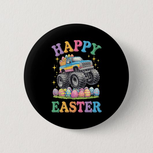 Fröhliches Ostern Lustiger Monster-Truck-Zermalmer Button (Vorderseite)