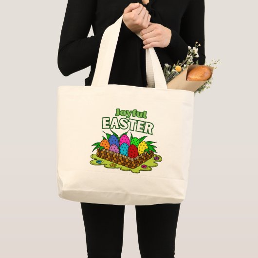 Fröhliches Ostern -Ostertasche Jumbo Stoffbeutel (Vorderseite (Produkt))