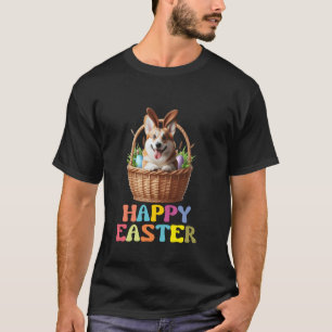 Fröhliches Ostern Süße Corgi-Korbbauweise Spaß T-Shirt