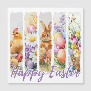 Fröhliches Ostern Wasserfarben-Design Magnetkarte