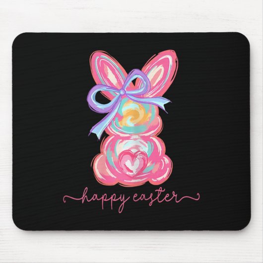 Fröhliches Ostertag Bunny Rabbit Pinselstrich Tee Mousepad (Vorne)