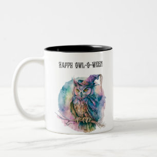 Fröhliches Owl-O-Ween Eule Gruseliger Unheimlicher Zweifarbige Tasse
