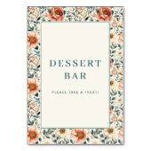 Fröhliches Pastell-Blumen-Dessertbar-Schild Tischnummer (Rückseite)