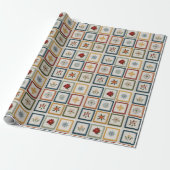 Fröhliches Patchwork aus Weihnachtselementen Geschenkpapier (Ungerollt)