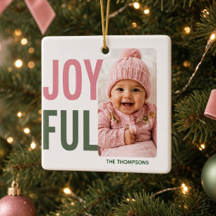 Fröhliches personalisiertes Familienfoto modernes Keramikornament