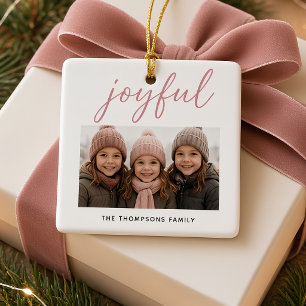 Fröhliches Personalisiertes Familienfoto Weihnacht Keramikornament