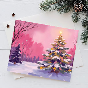 Fröhliches Pinkes Weihnachten Wasserfarben-Feier