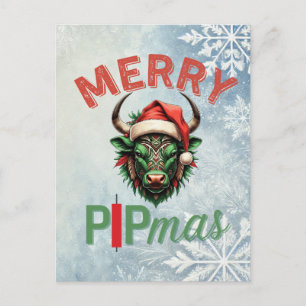 Fröhliches PIPmas Trading Bull Weihnachtsdesign – Postkarte