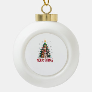 Fröhliches Pitmas Pitbull Hund hässlicher Weihnach Keramik Kugel-Ornament