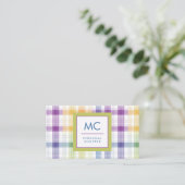 Fröhliches Plaid-Monogramm-Design Visitenkarte (Stehend Vorderseite)