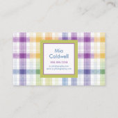 Fröhliches Plaid-Monogramm-Design Visitenkarte (Rückseite)