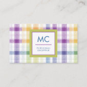 Fröhliches Plaid-Monogramm-Design Visitenkarte (Vorderseite)