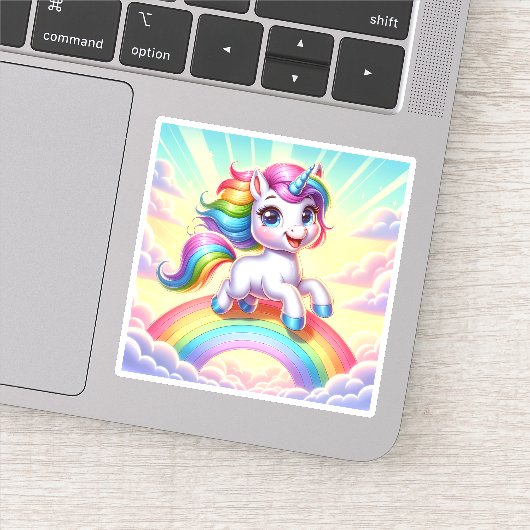 Fröhliches Prism Unicorn Whimsical Aufkleber (Detail)