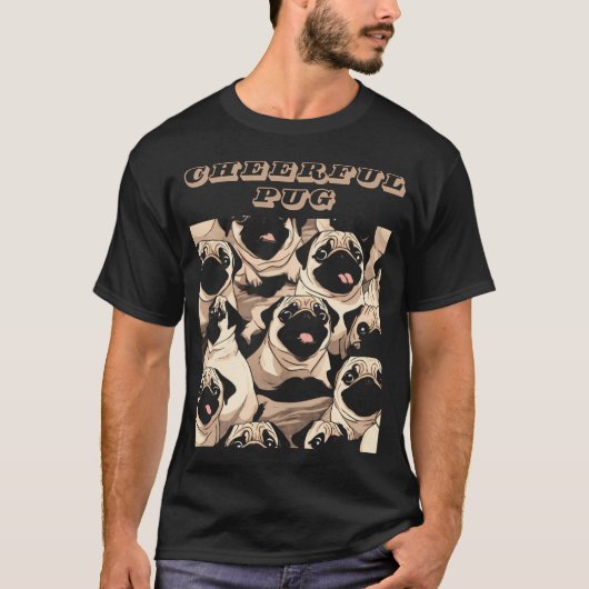 Fröhliches Pug lustiges T-Shirt (Vorderseite)