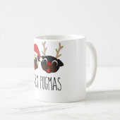 Fröhliches Pugmas Weihnachtsren u. Kaffeetasse (VorderseiteRechts)