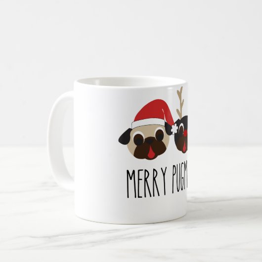 Fröhliches Pugmas Weihnachtsren u. Kaffeetasse (Vorderseite Links)