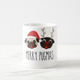 Fröhliches Pugmas Weihnachtsren u. Kaffeetasse