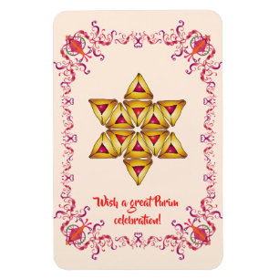 Fröhliches Purim-Fest Hamantaschen-Kekse Vintage Magnet