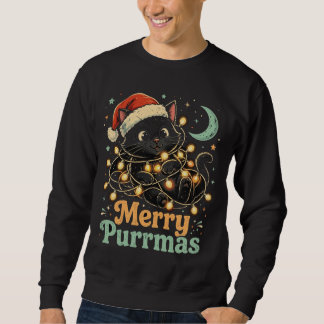 Fröhliches Purrmas Schwarze Katze Weihnachts-Shirt Sweatshirt