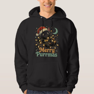 Fröhliches Purrmas-Schwarzkatzen-Weihnachts-Shirt Hoodie