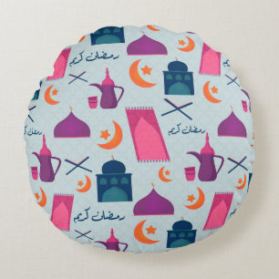 Fröhliches Ramadan-Muster Rundes Kissen